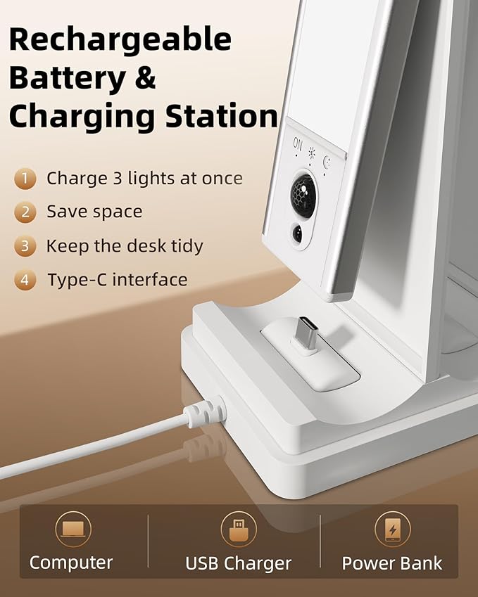 EZVALO 5-Pack Under Cabinet Lighting with Charging Station, 2400mAh Motion Sensor Light, LED Coutner Lights Wireless, 3000K Dimmable, Timer, Magnetic, with Remote Control for Kitchen, Closet, Stair
