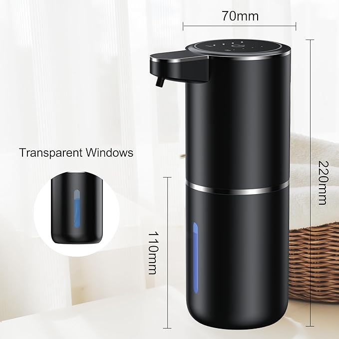 Fantictas Automatic Soap Dispenser Touchless Automatic Liquid Soap Dispenser 4 Adjustable 1200mAh Soap Dispensing Levels Wall Mount for Kitchen and Bathroom