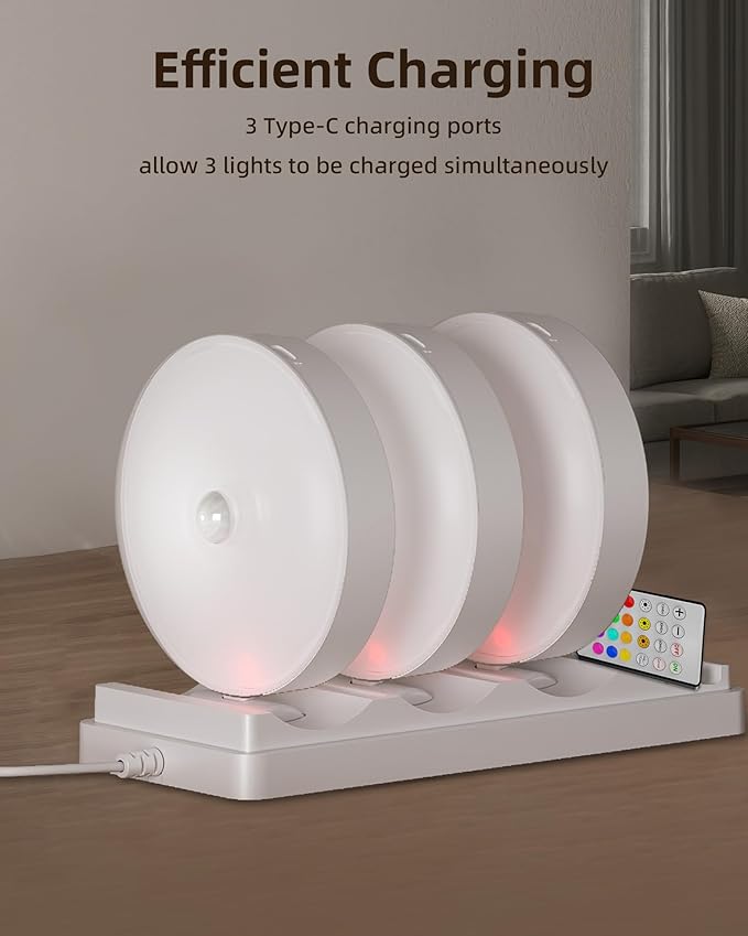 EZVALO 3-Port USB-C Charging Station for Puck Light, Multi-Light Storage & Charging Base, Designed for Round Lights Less Than 1.4 inches Thick(Power Supply and Adapter are not Included)