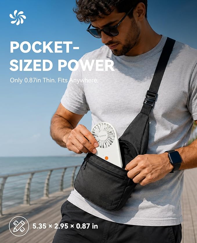 ORICO Portable Neck Fan, Ultra-Lightweight Hands-Free Fan with Battery Operated, 3 Speeds, 7H Runtime, Foldable Desk Fan for Travel, Office, Commute -ReFAN White