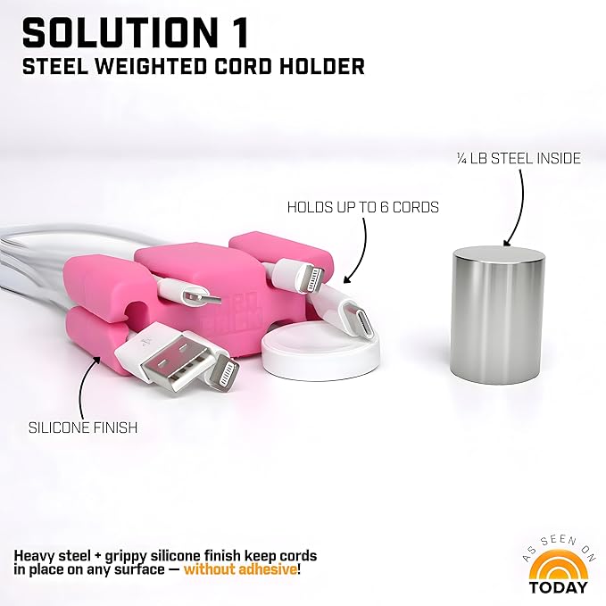 CordBrick 4PK Silicone & Steel Weighted Cord Holders for Bedside. Travel Phone Cable Organizers. Multiuse iPhone Accessories. Small Gifts for Him, College Student. Tech Gadgets for Teenagers. Assorted