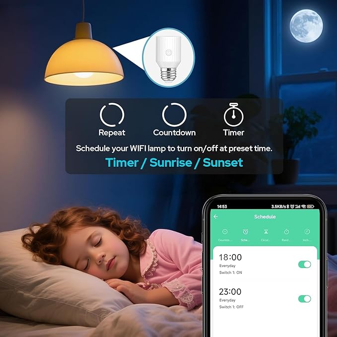 LoraTap Smart Wi-Fi Light Bulb Socket Adapter, Voice for Alexa/Google, Smart Life App Group & Timer, 60W Max, Incandescent Compatible, E26/E27, 3 Pack