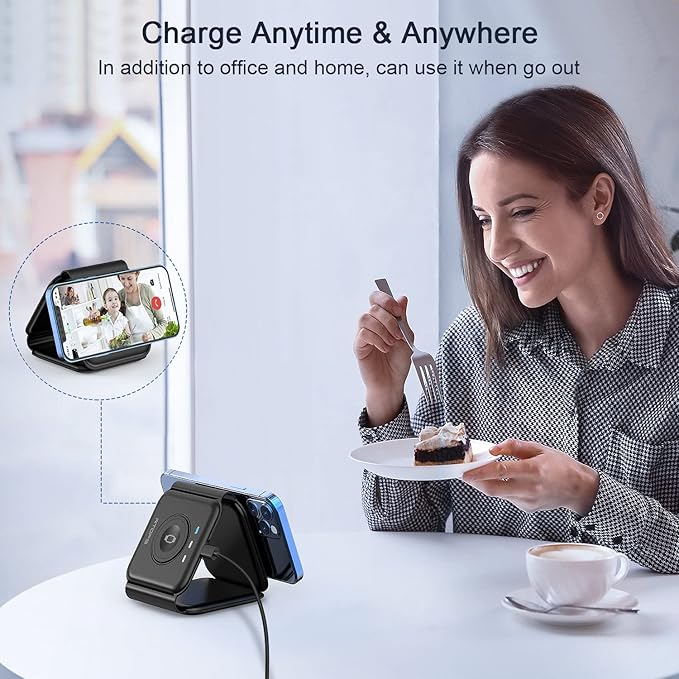 Wireless Charger 3 in 1,RTOPS Magnetic Traval Wireless Charging Station GaN Compatible with Apple Magsafe Multiple Devices for iphone17/16/15/14/13/Pro/Max,iWatch,AirPods4/3/2/Pro(Adapter Includes)