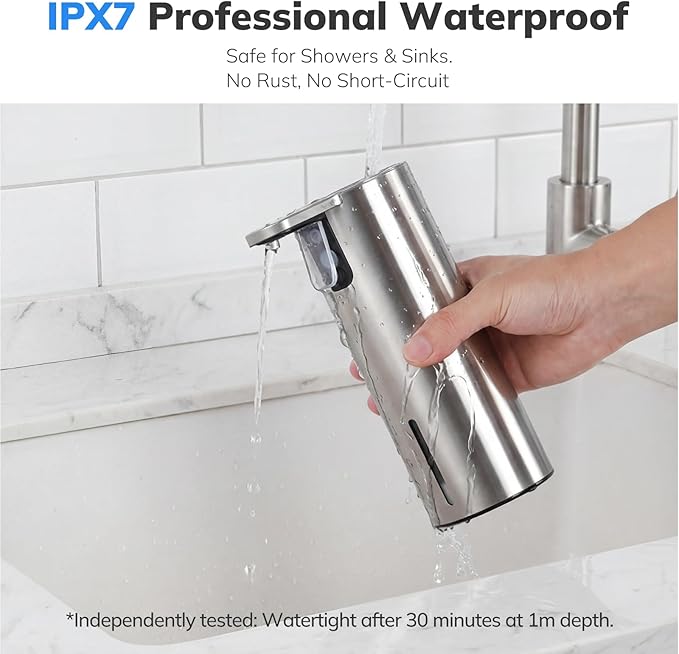 Umimile Electric Dish Soap Dispenser for Kitchen and Bathroom, 2 Mode Liquid Hand Soap Dispenser, 11.8oz Rechargeable with Type-C, IPX7 Waterproof (304 Stainless Steel)