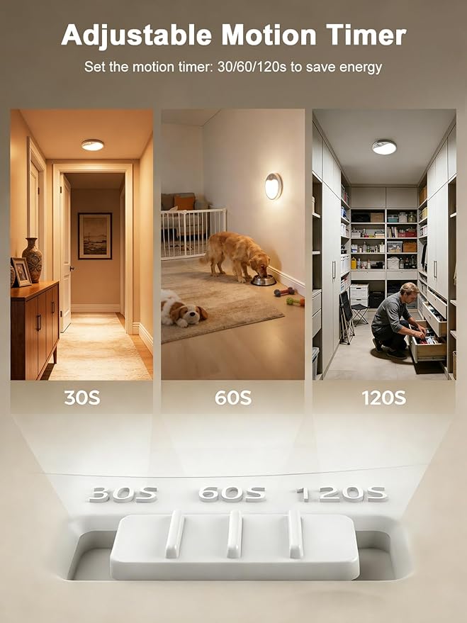 TANBABY 8000mAh Motion Sensor Ceiling Light with Remote, 3CCT Magnetic Battery Operated, 7'' Ultra Slim, Adjustable Timer 30/60/120s for Closet, Hallway, Stairs, Entryway, Pantry, Garage（2 Pack）