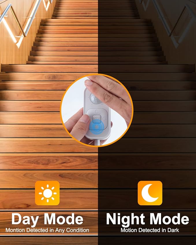 Motion Sensor Led Light Strip - Under Cabinet Lighting with Power Adapter, 6 Adjustable Brightness and Timing, Light Strips for Kitchen Cabinets, Stair, Showcase, Bedroom, 9.84ft 3000K WarmWhite