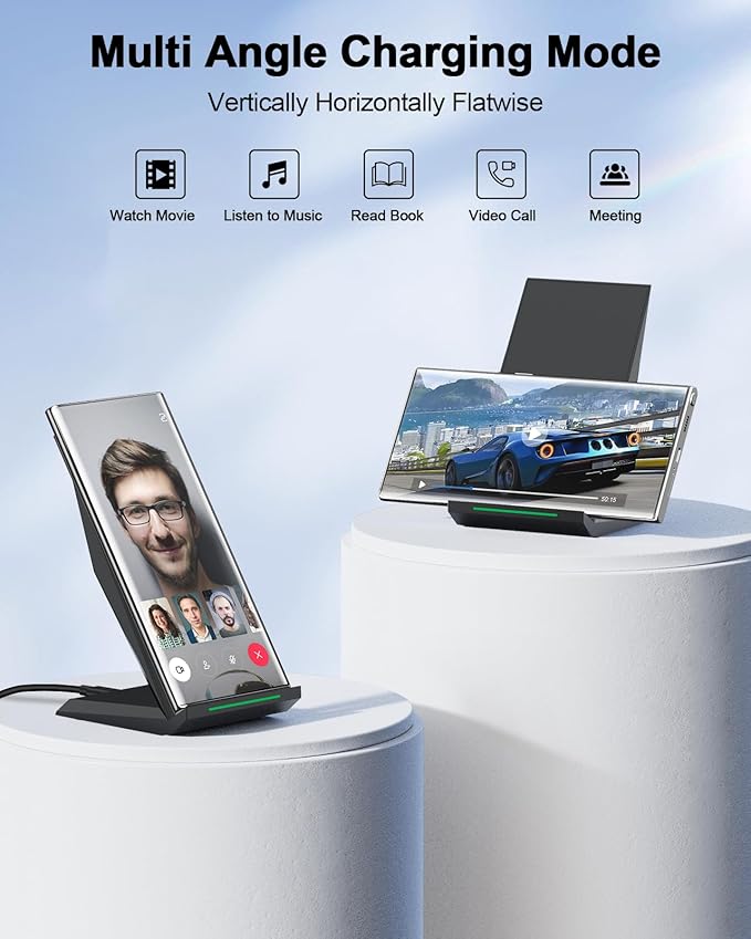 NANAMI Fast Wireless Charger with USB Phone Charger, Charging Stand with 20W PD Adapter for iPhone 17/17 Pro/17 Pro Max/16/16 Plus/15/14/13, 10W for Samsung Galaxy S26/S26+/S25/S24/S23/S22/S21