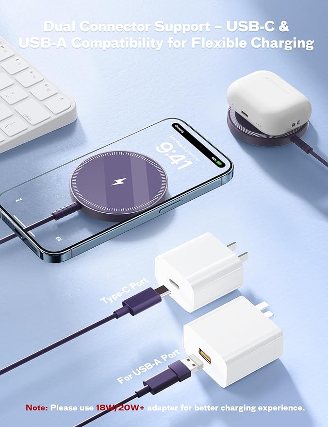 Magnetic Wireless Charger - Purple