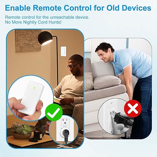 Wireless Wall Switch Remote Control Outlet,GreenCyle 2 Set Remote Control Outlets Plug Switches,15A/1500W,TUV List,No Wiring Needed,300ft RF Range,for Lamp,Fans,Household Appliances