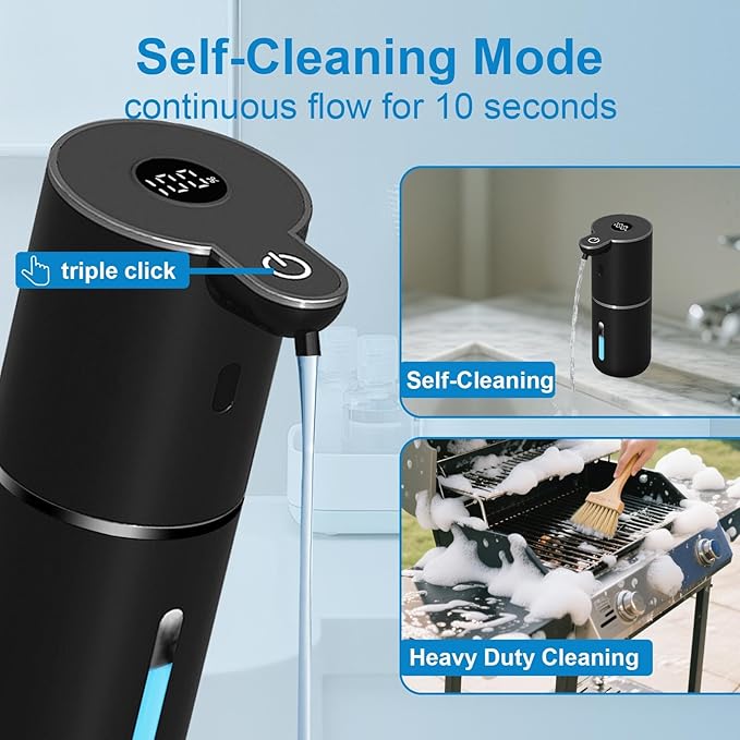 OHIFAST Automatic Liquid Soap Dispenser Touchless, USB Rechargeable Smart Hand Soap Dispenser, 6-Level Adjustable, 12.8oz/380mL, Compatible with Thick Thin Dish Soap for Bathroom Kitchen-Black