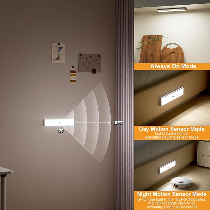 Under Cabinet Lighting,Rechargeable Motion Sensor Light Indoor Night Lights with Remote,58LED RGB under cabinet lights Bar,15Colors Wireless Under Counter Light Closet Lights for Kitchen,5pack