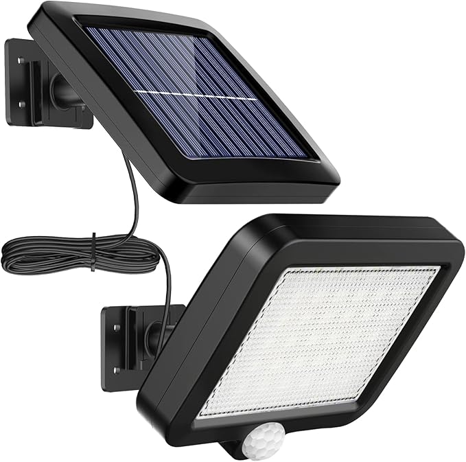 MPJ Solar Light Outdoor, 56 LED Solar Light Outside with Motion Detector, IP65 Waterproof, 120° Lighting Angle, Solar Wall Light for Garden with 16.5ft Cable