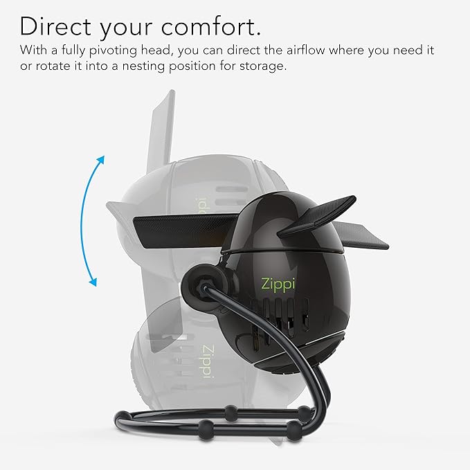 Vornado Zippi Small Personal Fan, Foldable Cooling for Desk, 2 Speed Settings, Soft Nylon Blades, Directable Airflow, Compact Design, Perfect Fan for Office and Bedroom, Multiple Color Options, Black