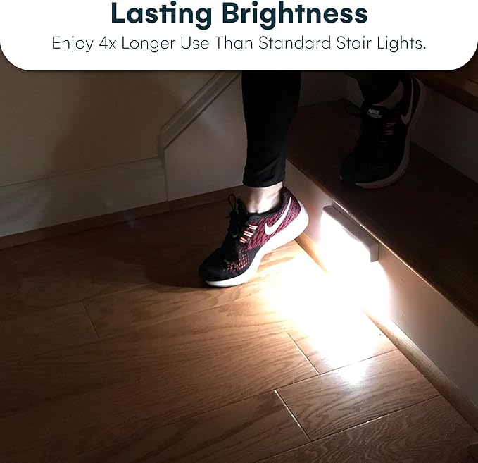 Brilliant Evolution Wireless LED Stair Lights with Motion Sensor - 3-Pack Battery Operated Night Light for Indoor Stairs, Hallways, and Closets - Stick On Motion Lights - 3000K Warm White - 7x2-Inch