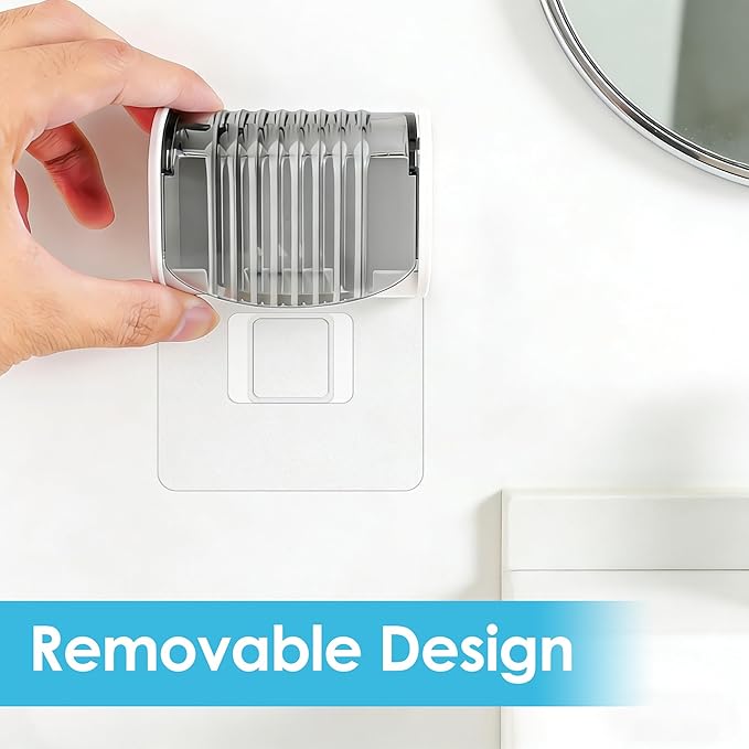 2 Pack Toothbrush Holder Wall Mounted with Cover for Bathroom, 2 Slots Toothbrush Storage Organizer for Shower, Self Adhesive Toothbrush Hanger (Grey)