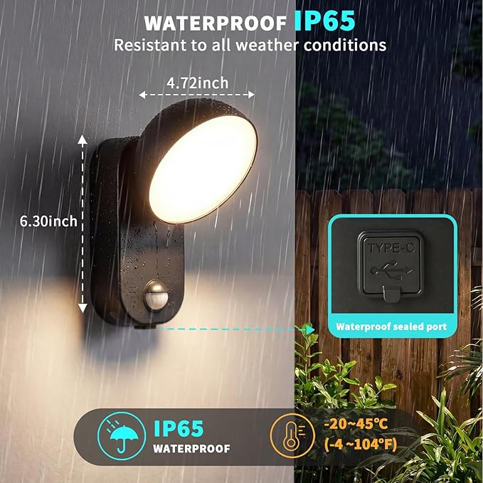 NIROSUN Motion Sensor Light, 700LM Battery Operated Remote, 10000mAh Rechargeable, 120 Days/Charge, 3 Modes, 3 Brightness, IP65 Wireless Outdoor Security Motion Light for Patio Porch Garage, 1 Pack