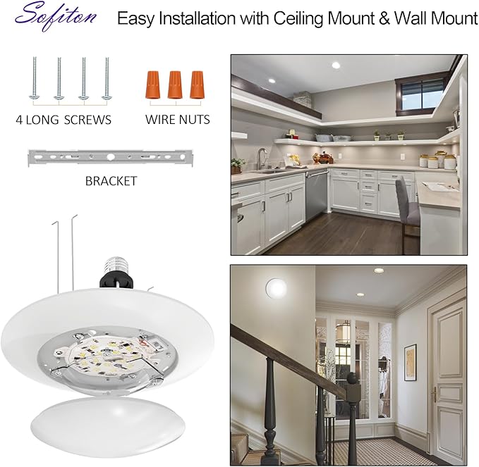 1-Pack 12 Inch Disk Lights, 2700K-5000K Adjustable, 25W, 1750LM, CRI 90+, Dimmable 10%-100%, Wet Rated, Surface Mount LED Ceiling Light for Bathroom Kitchen, ETL Listed
