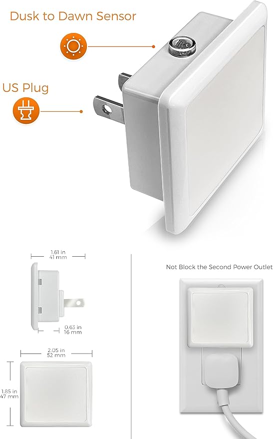 L LOHAS LED Night Lights Plug into Wall,[6-Pack] Plug in Night Light,Dusk to Dawn Sensor, 1800K Amber Light,0.3W Bright Nightlight Auto-On/Off for Adults Bedroom Bathroom Hallway Halloween
