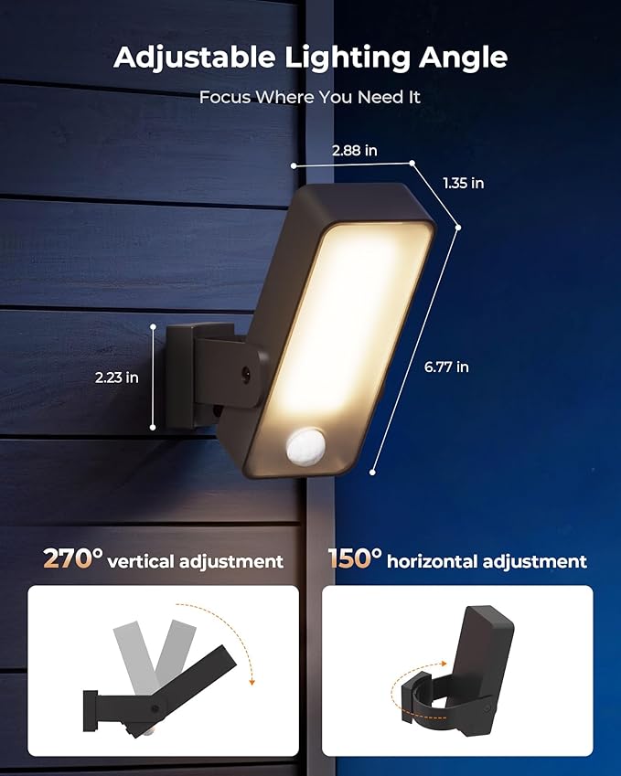 PopoIron Battery Operated Motion Sensor Outdoor Light, 10000mAh Rechargeable Security Light with Remote, 3 Modes with Red Alert, Dimmable & 3CCT, Waterproof Outdoor Light for Porch Garage Backyard