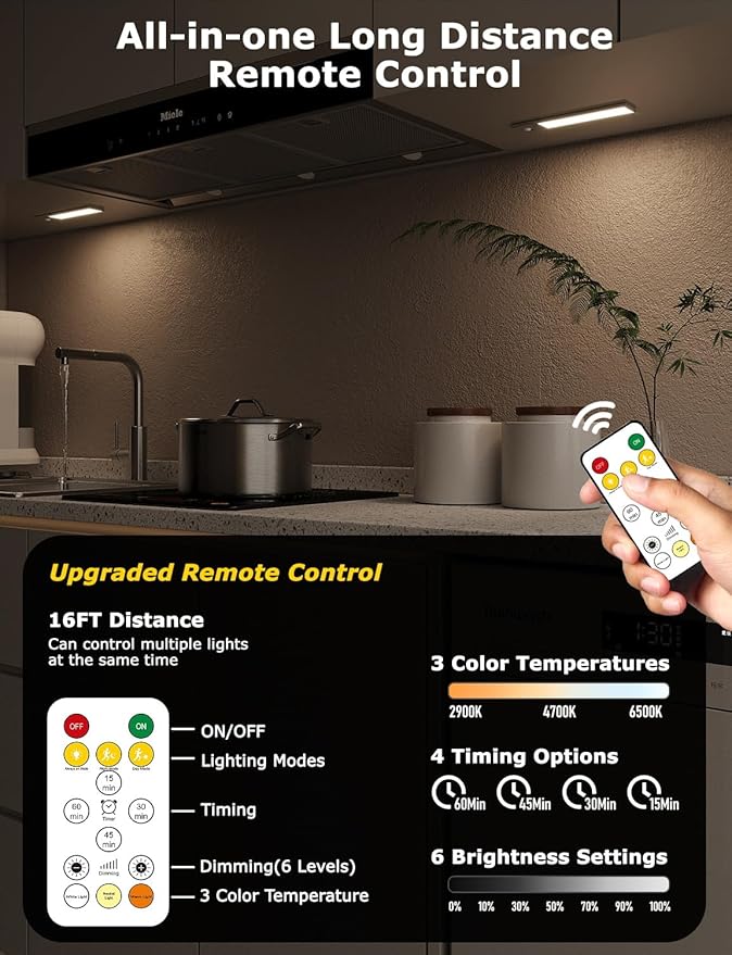 8" Ultra-Thin Under Cabinet Lighting Wireless, Aluminum Alloy Under Counter Lights for Kitchen, 3-Color-Temps Magnetic Closet Lights, Rechargeable Motion Sensor Light Indoor (2 Pack, Silver)