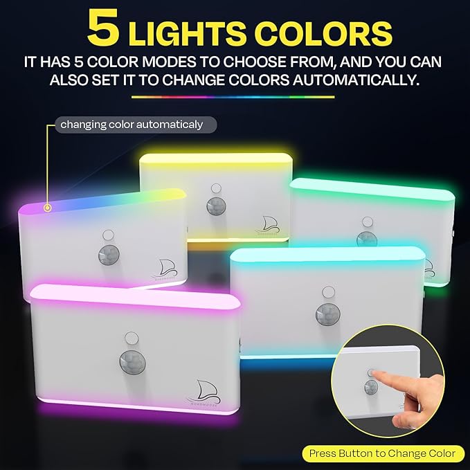 Nordmoose Motion Sensor Magnetic Night Light for Cruise Ship Cabin with Mood-Based Color Selection - Dimmable Brightness, Rechargeable Battery