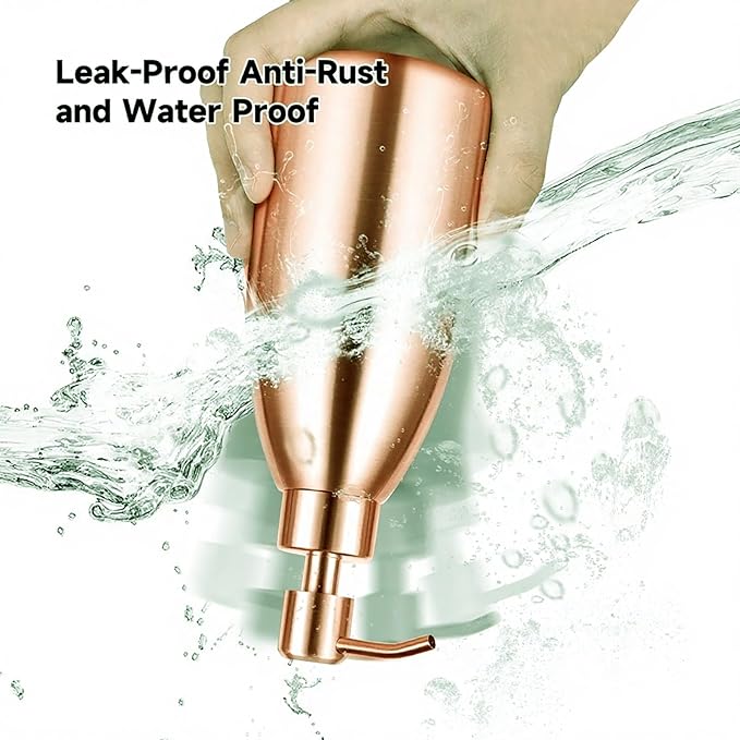 304 Stainless Steel Soap Dispenser 16oz Rust-Proof Liquid Soap Pump Bottle for Kitchen or Bathroom Countertop Hand Dish Lotion Leak-Proof (Rose Gold)