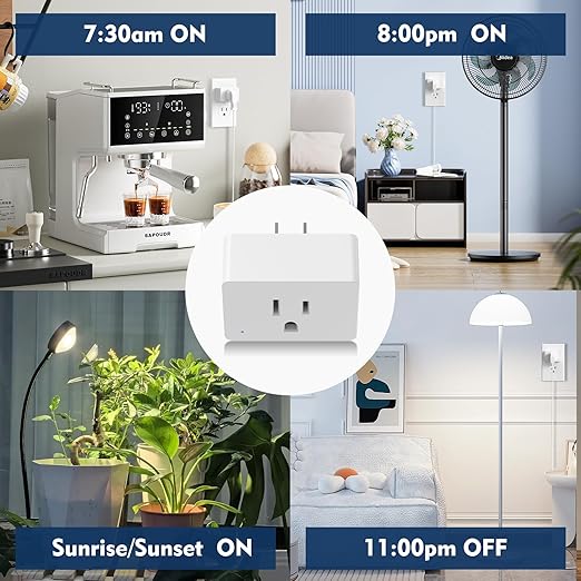 4 Pack Smart Plugs, WiFi Outlets Work with Alexa&Google Assistant, 15A/1800W Max, Smart Sockets with APP Control, Timer Plug with Group Control, No Hub Required, ETL & FCC Certified, 2.4Ghz only