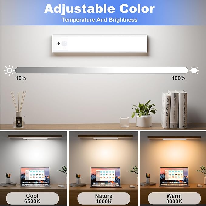 Under Cabinet Lighting 5 Packs, 3 Color Temperature Rechargeable Motion Sensor Lights for Kitchen, Counter, Closet, Stairs