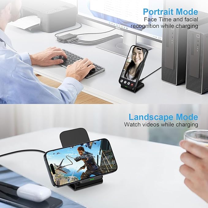 Samsung Galaxy S25 Ultra Wireless Charger Stand for Galaxy S26 S25 Edge S24 S23 S22 S21 S20 S10,15W 2Pack Phone Charger Wireless Android Charging Station for Google Pixel 10 9 8 7 Pro,iPhone 17 16 15