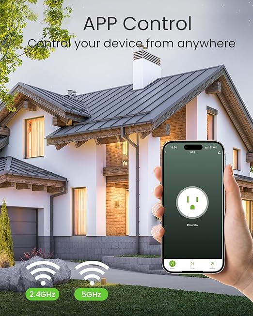 GHome Smart 5G 15A WiFi Smart Plug Compatible with Alexa and Google Home, Outlet Timer Smart Home WiFi Outlet Timer with Remote Control, 5GHz and 2.4GHz Wi-Fi Sockets, ETL FCC Listed, White, 1 Pack