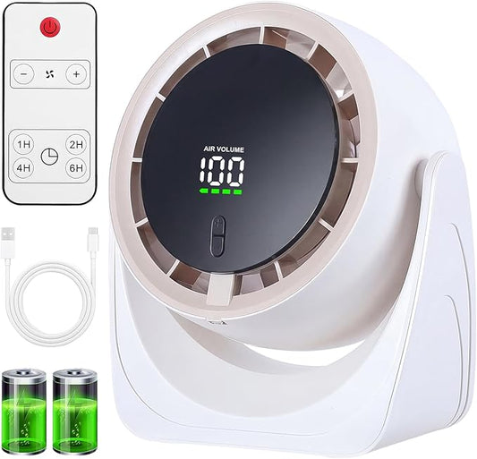 Sponvatt Rechargeable USB Desk Fan for Bedroom, Quiet Table Fan With Turbo Airflow, 100 Speeds,LED Digital Display, 360° Rotating, Small Personal Cooling Fans for Bedroom Home Office Dorm (White)