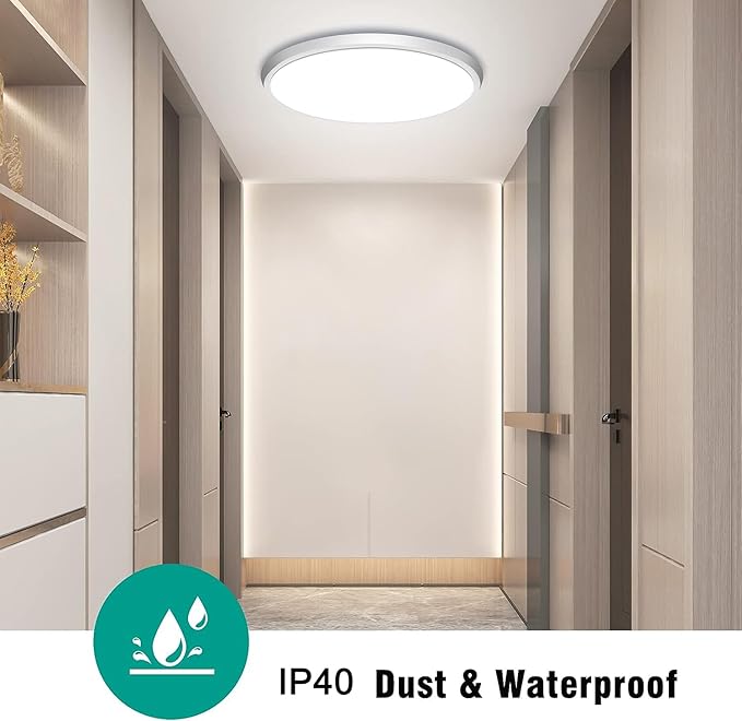 Motion Sensor Ceiling Light Wired - 12 Inch Motion Activated Flush Mount Lighting Fixture - 24W LED Ceiling Light for Closet, Hallway, Porch, Laundry, Garage, Basements - 5000K White