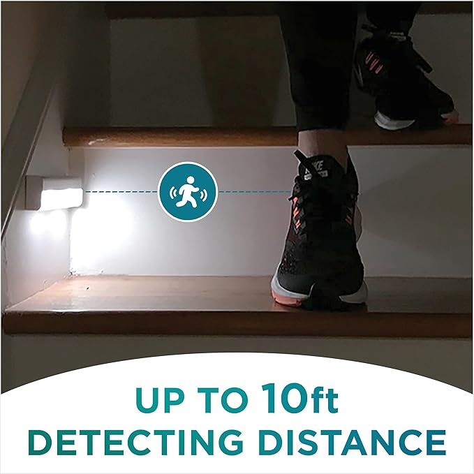 Brilliant Evolution Wireless LED Stair Lights 6 Pack - LED Motion Sensor Light - Closet Battery-Operated Lights - Stick-On Motion-Activated Indoor Step Light - Motion Night Lighting