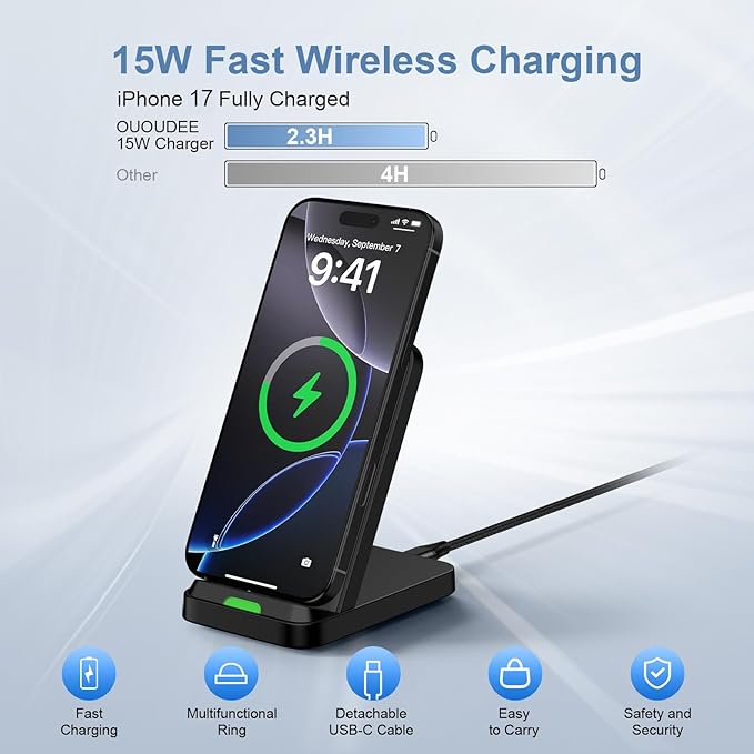 Samsung Wireless Charger Fast Charging Stand Desk Phone Station for Android Samsung Galaxy S26 Ultra/S25/S24/S23/S22/S21,15W Fast Wireless Charger Pad for Motorola Edge 2025/G Stylus 5G/G Power 2025