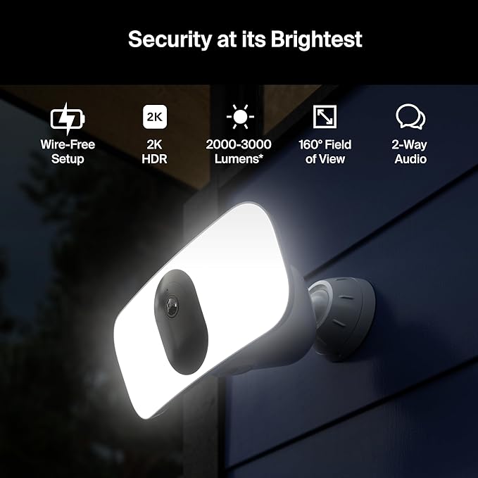 Arlo Pro 3 Floodlight Camera with Solar Panel Bundle | Outdoor | Wireless Security Camera with LED Floodlight, Color Night Vision, 2K Resolution with HDR | Battery gets Charged with Solar Panel, White
