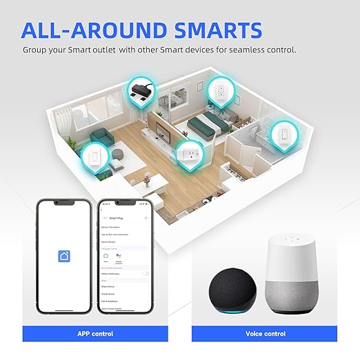Smart Wall Outlet, Tamper Resistant Outlet Compatible with Alexa and Google Assistant, Remote Control, ETL & FCC Approvel Samrt Receptacle, Requires 2.4 GHz Wi-Fi, No Hub Required, Black