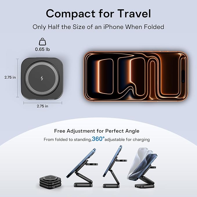 5-in-1 Wireless Charger for MagSafe, AC ISLAND Portable Travel Charging Station, 35W Max Qi2 Fast Foldable Magnetic Stand, Evolved for iPhone 17-12 Series, Apple Watch, AirPods (with 35W Adapter)