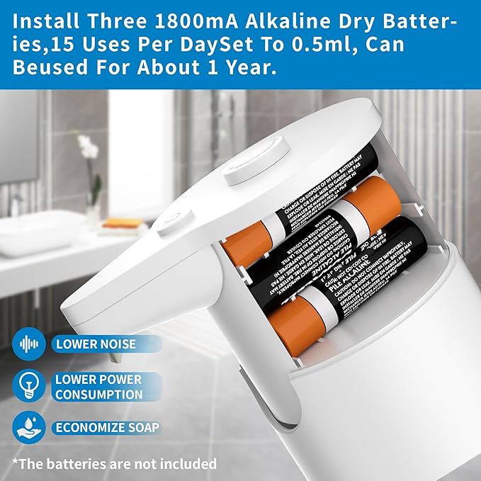 Automatic Soap Dispenser Touchless,Simple Physical Adjustment,Low Battery Consumption Dish Soap Dispenser Kitchen Bathroom
