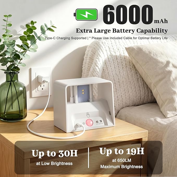 Rechargeable Motion Sensor Wall Light Indoor Set of 2, 6000mAh Cordless Battery Operated Wall Sconce Up Down with Touch & Remote Control, 3 Colors Dimmable Battery Powered Stick On Wall Lights, White