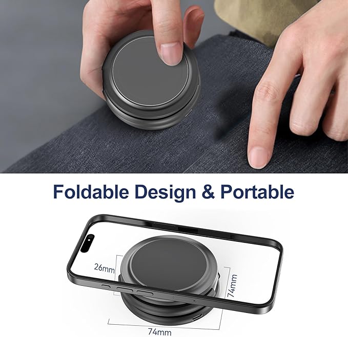 KU XIU X63 3 in 1 Charging Station for Apple, Aluminum Alloy Foldable Magnetic Wireless Charger, Travel Charger for iPhone 17/16/15/14/13/12 Series, Apple Watch & AirPods (with 20W Adapter)-Gray