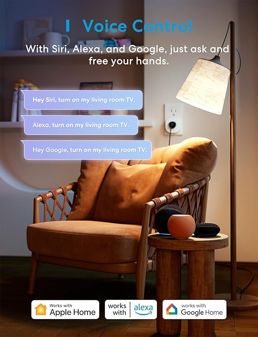 meross Matter Smart Plug Mini, FFS Easy Setup, 100% Privacy Smart Outlet, Compact Size, Support Apple Home, Alexa, Google Home with Schedule and Timer, App and Voice Control, 2.4G Wi-Fi Only (4 Pack)