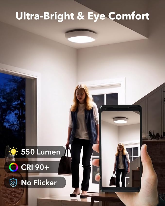 2 Pack Rechargeable Shower Light for Inside Shower, 12000mAh Motion Sensor Wireless Ceiling Light with Remote No Wiring, Battery Operated Closet Lights Cordless LED Overhead Lighting for Bathroom