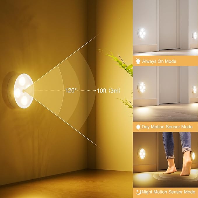 HOMEBEST RGB Puck Lights with Remote & Motion Sensor – 1500mAh Rechargeable Under Cabinet Lighting for Kitchen, Closet & Stairs – 13 Colors, Magnetic Stick-On Lights, 6 Pack
