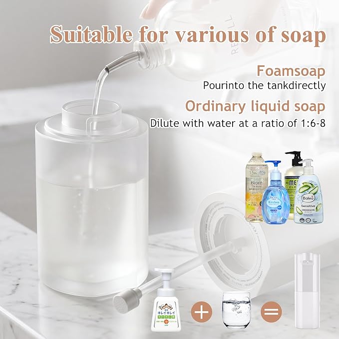 Automatic Soap Dispenser Touchless, Liquid & Foaming Soap Dispensers, USB Rechargeable Smart Hand Soap Dispenser, 3-Level Adjustable, 12.2oz/360ml (2 Pcs Gel Set White)