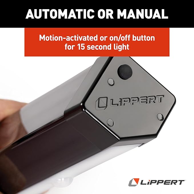 Lippert Wireless Motion-Activated LED RV Step Light with IP65 Rating, High-Strength Magnets for Magnetic Attachment, Adhesive-Backed Metal Plate, AA Batteries Not Included - 2022172335