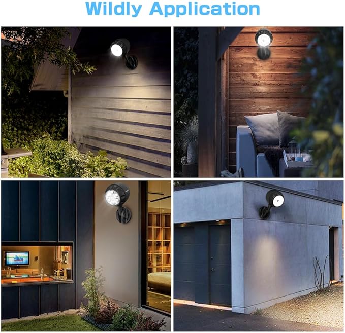 Wireless Battery Operated Motion Sensor Outdoor Light, 6 LED 1000LM LED Spotlights with Remote Control, IP65 Waterproof 6000K Motion Security Light for Garage Yard Porch and Patio