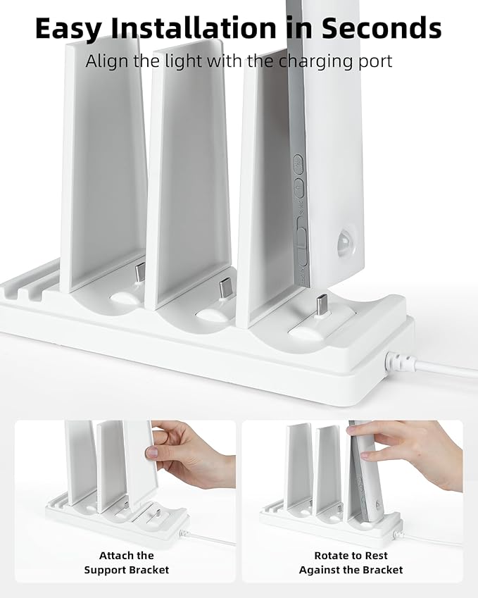 EZVALO Under Cabinet Lighting Charging Station with 3 USB-C Ports, Charging Base for Rechargeable Motion Sensor Light Indoor, Efficient & Space-Saving⁠(Adapter Not Included)⁠