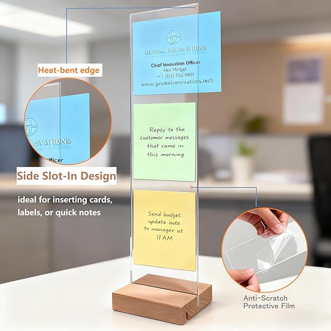 Monitor Memo Board 2PCS - Removable Sticky Note Holder for Computer Monitors, Transparent Acrylic Office Desk Accessories, No Screen Damage, Fits Laptops & Desktops