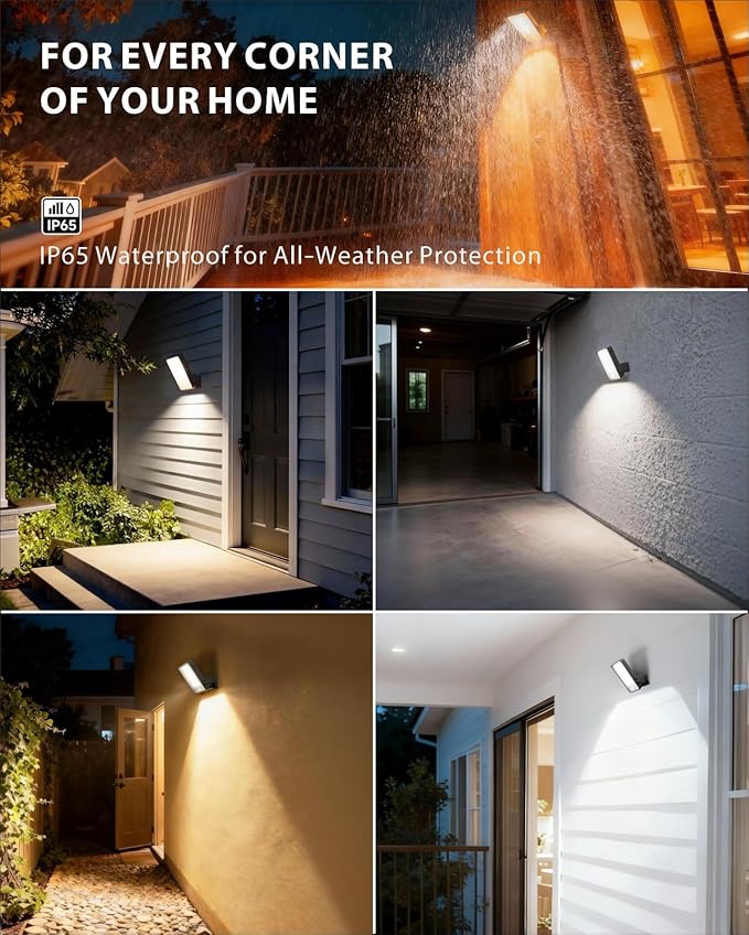 KMSCO Battery Motion Sensor Light Outdoor, Motion-Sensing Security Light with Remote Control, 10000mAh 600 Lumens IP65 Waterproof, Ideal for Porches,Garages,Yards (Black, 1 Pack)