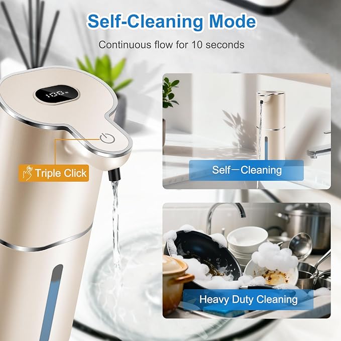 Automatic Foaming Soap Dispenser with Digital Display, 6-Level Foam Adjustable, Rechargeable, 12.8oz/ 380ml Wall Mounted Touchless Hands Free Auto Dispenser for Kitchen, Bathroom, Hotel, Restaurant